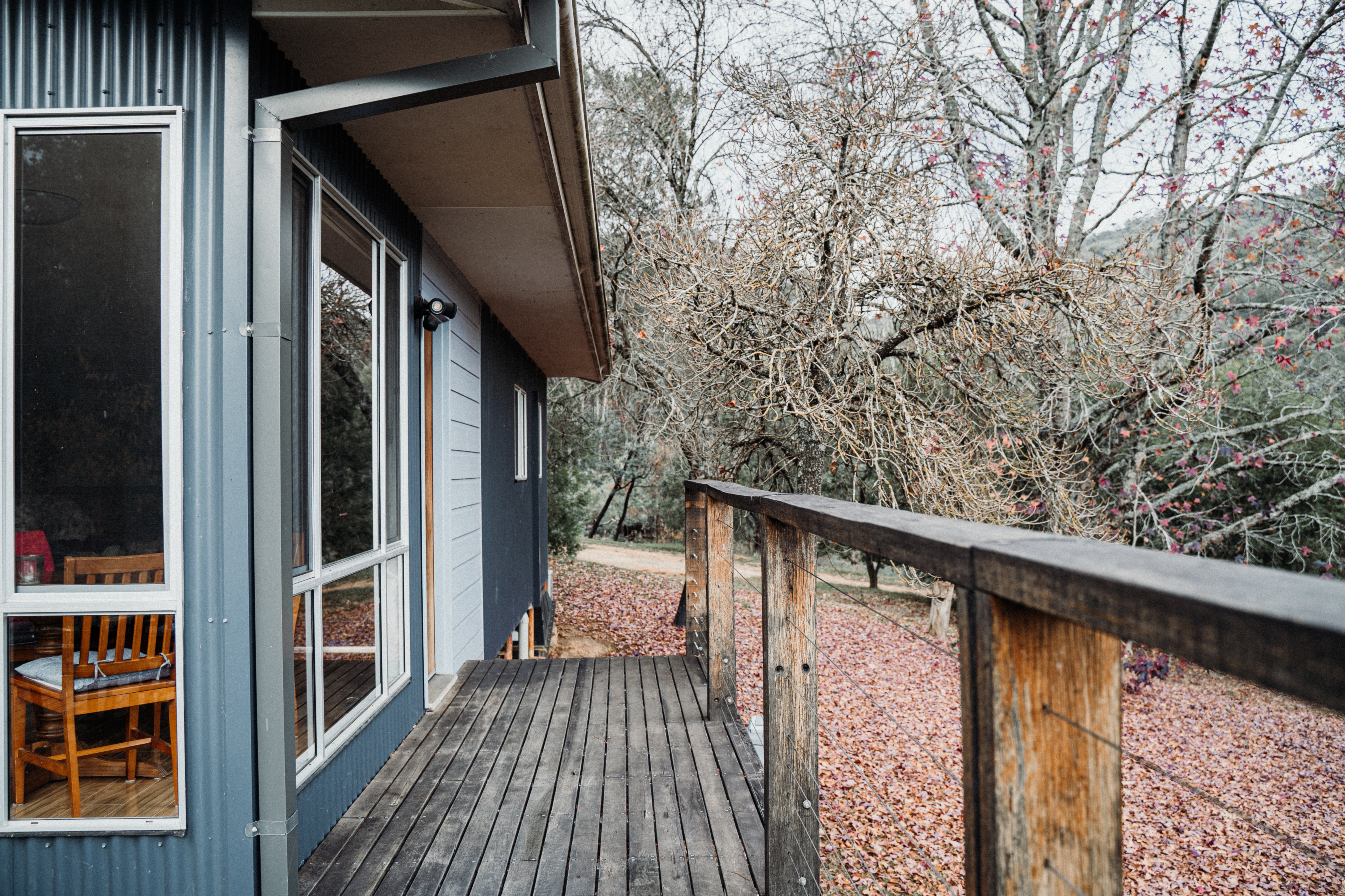 House with wooden deck